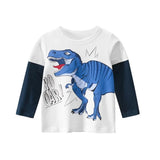 T-shirt dinosaure t-rex bleu enfant