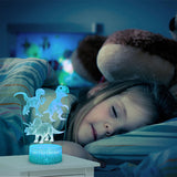 Enfant qui dort avec lampe dinosaure 3D