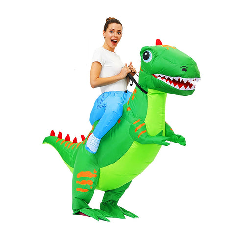 Costume de dinosaure gonflable T-rex Vert pour adulte - Déguisement Mania