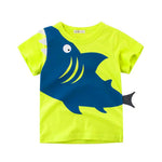 T-shirt dinosaure mégalodon jaune fluo