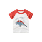 T-shirt Dinosaure <br/> Manches Courtes Stégosaure Rouge