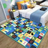 Tapis Dinosaure Bleu Mosaique bleu
